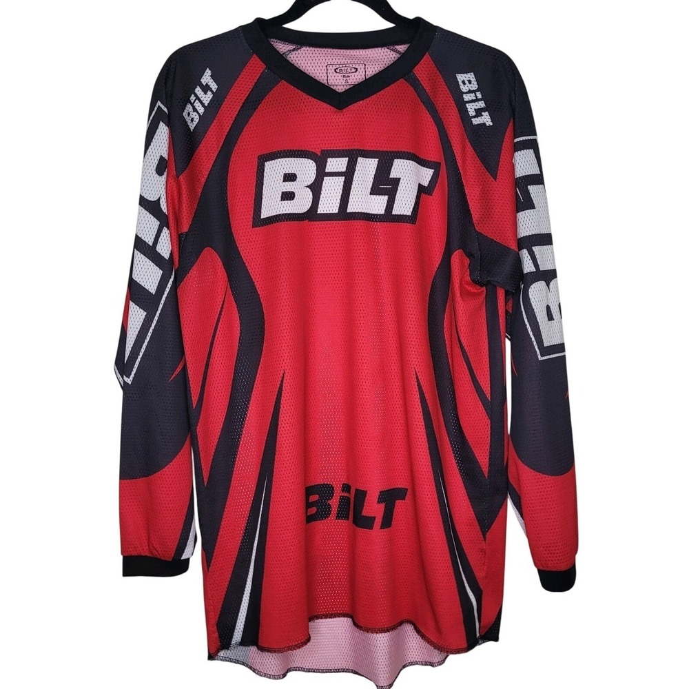 Bilt Motocross Dirt Bike Jersey Men's Size Small, Black Red Gray, Long Sleeve